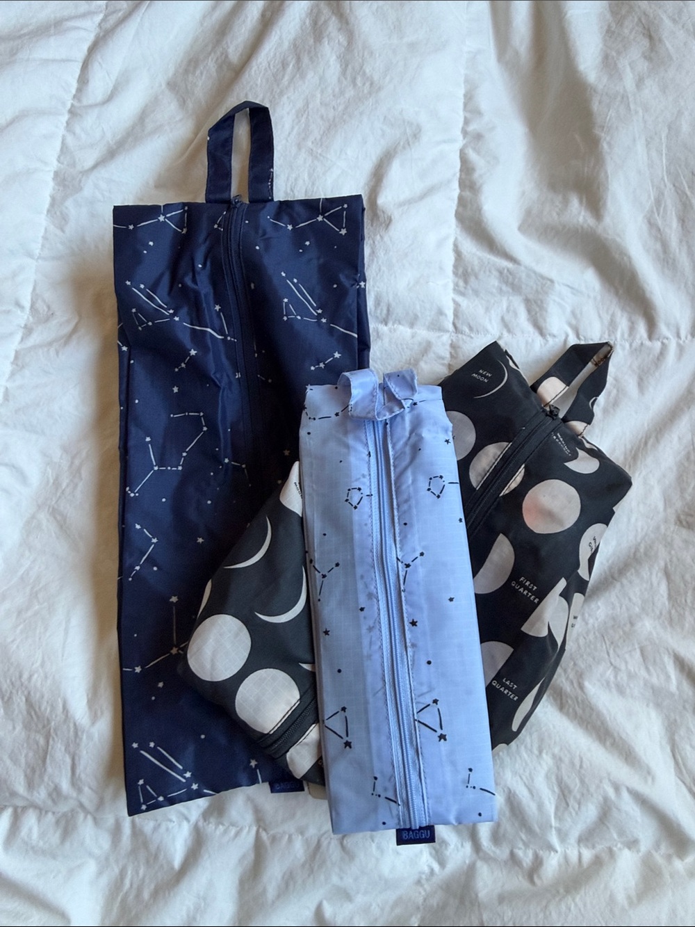 Baggu 3D Zip Set Celestial Moon Phase & Constellation Travel Set of 3 - Picture 5 of 5
